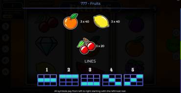 777 – Fruits: Таблица выплат 2