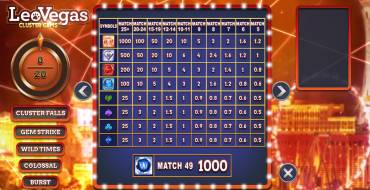 Leo Vegas Cluster Gems: Таблица выплат