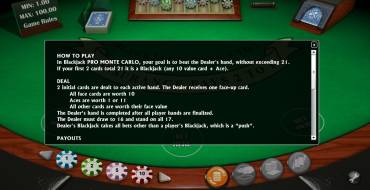 Monte Carlo Blackjack Pro Multihand: Правила