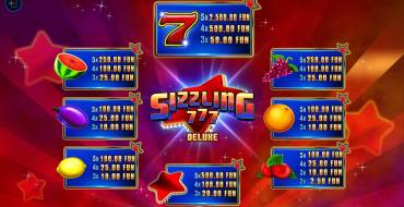 Sizzling 777 Deluxe: Таблица выплат